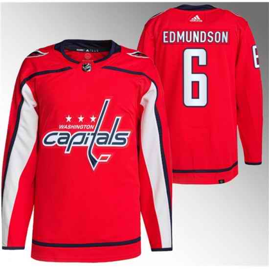 Men Washington Capitals 6 Joel Edmundson Red Stitched Jersey